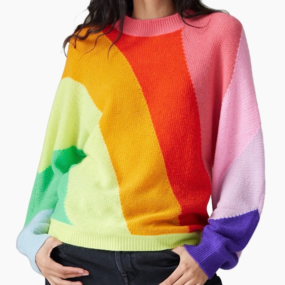 100% Cashmere COLORUSH Colorful Rainbow Sweater